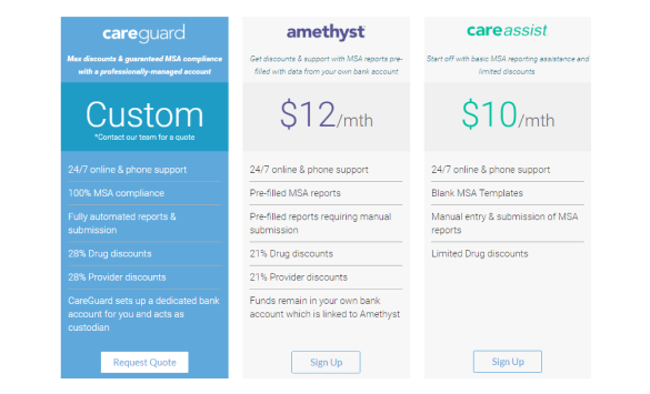 product pricing table